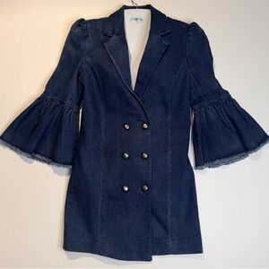 Marled x Olivia Culpo Denim Ruffle Blazer Dress - Size Small